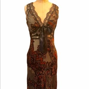 Vintage Anna Paul  bias romantic  midi dress
